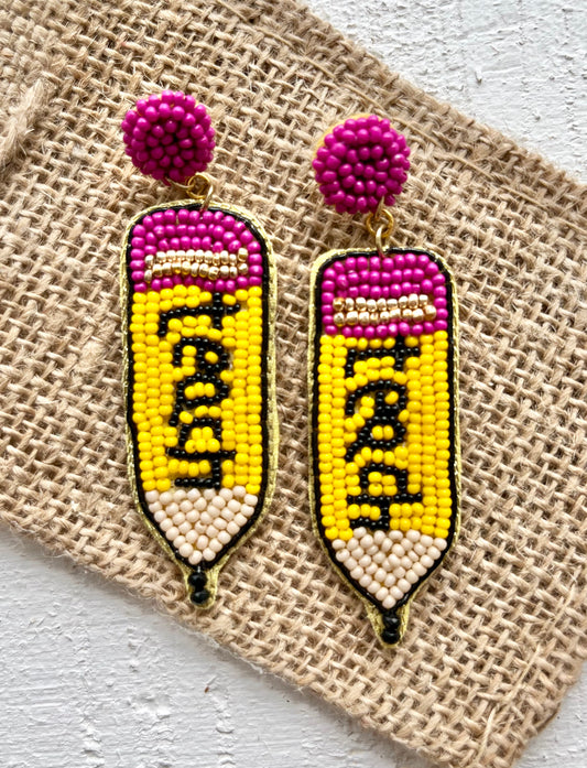 Pencil Teach Earrings