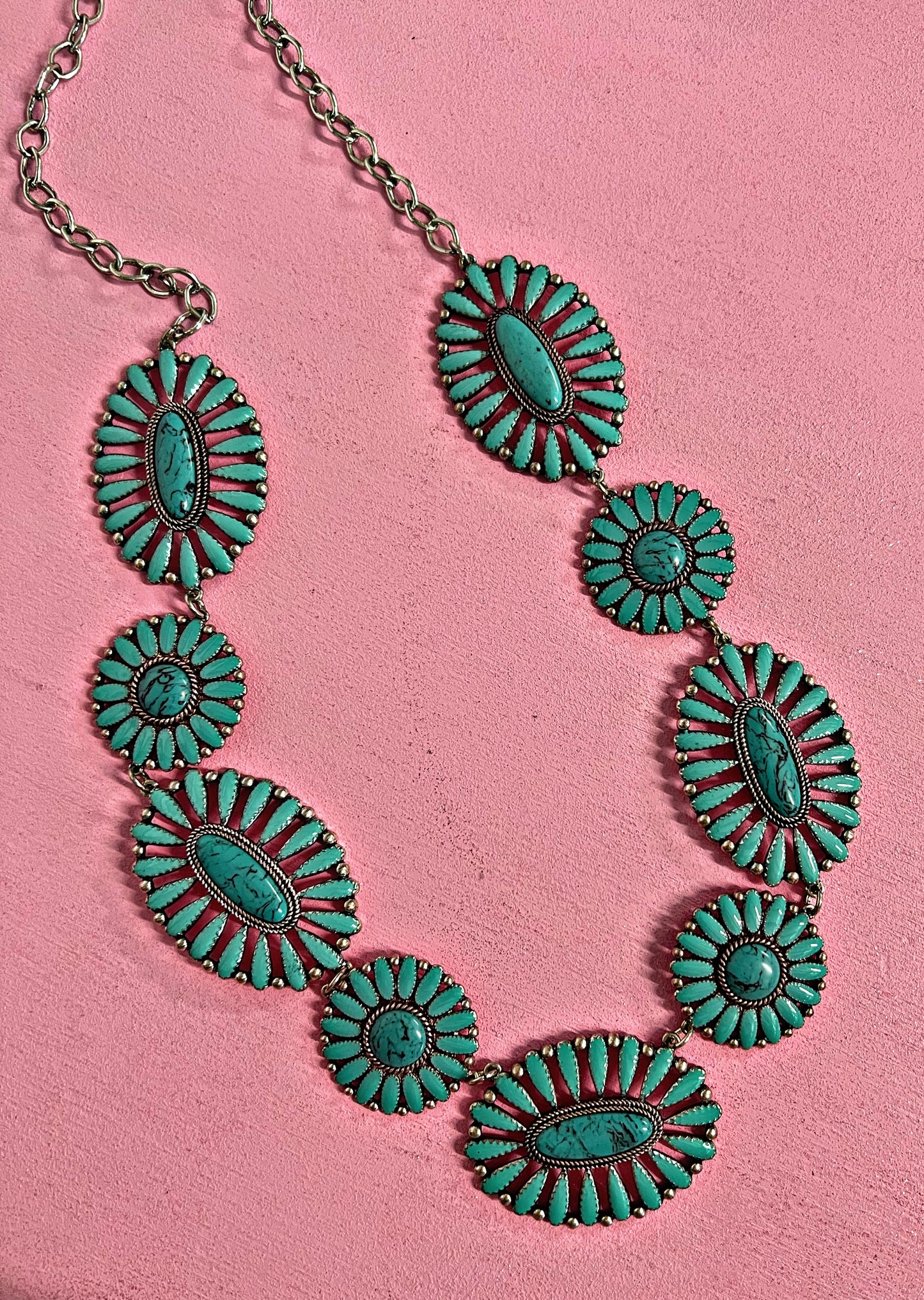 Turquoise Concho Necklace