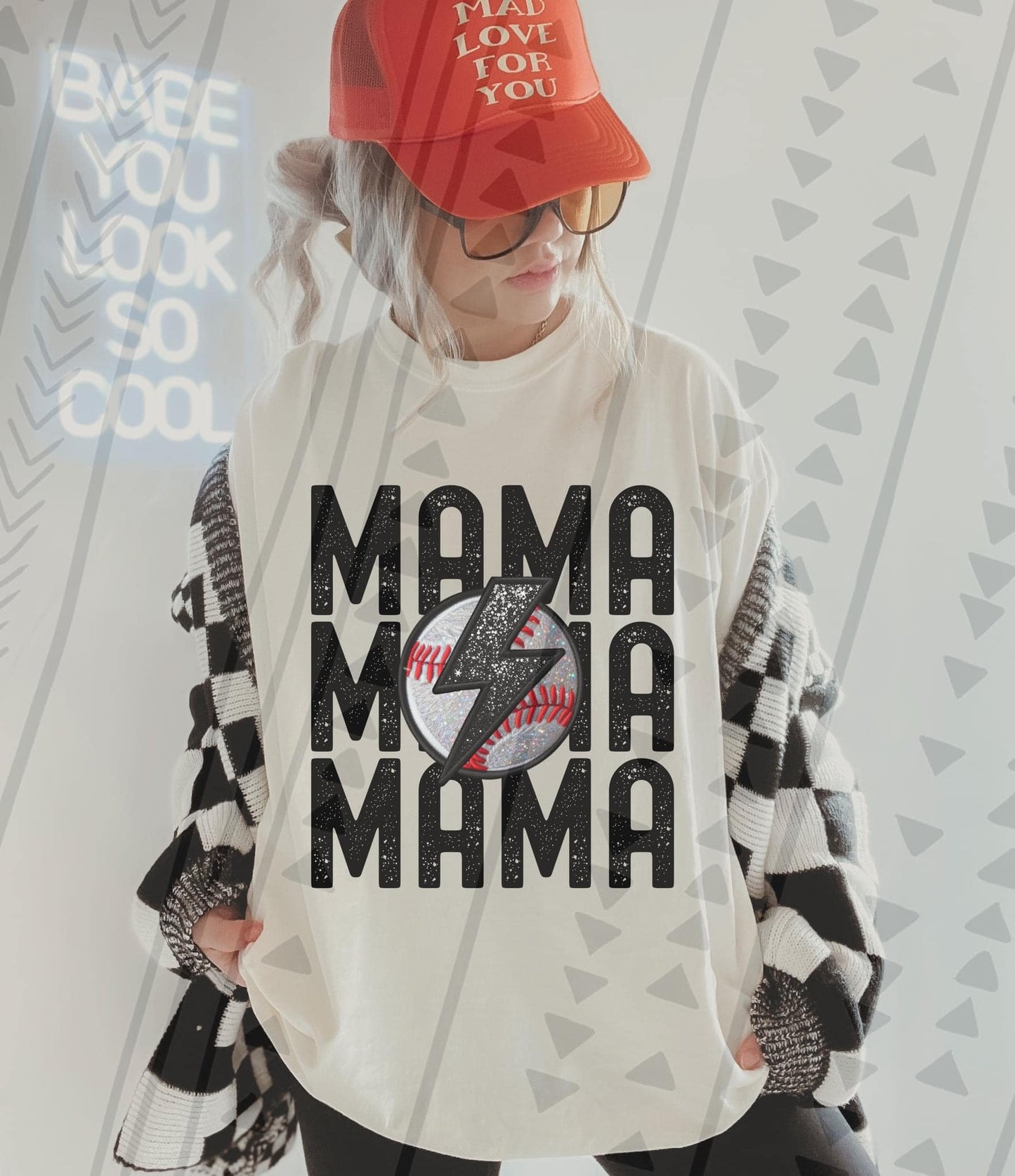 Stacked Mama FAUX Embroidery & Glitter - Multiple Options