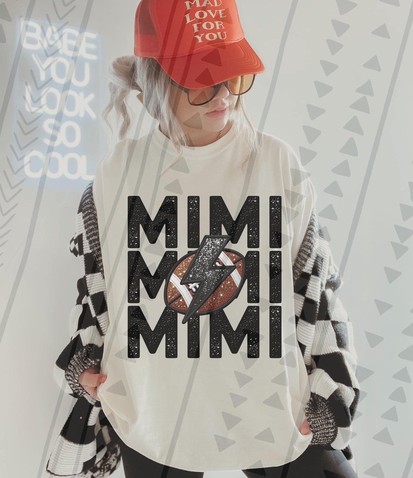Stacked Mimi/Gigi/Nana FAUX Embroidery & Glitter - Multiple Options