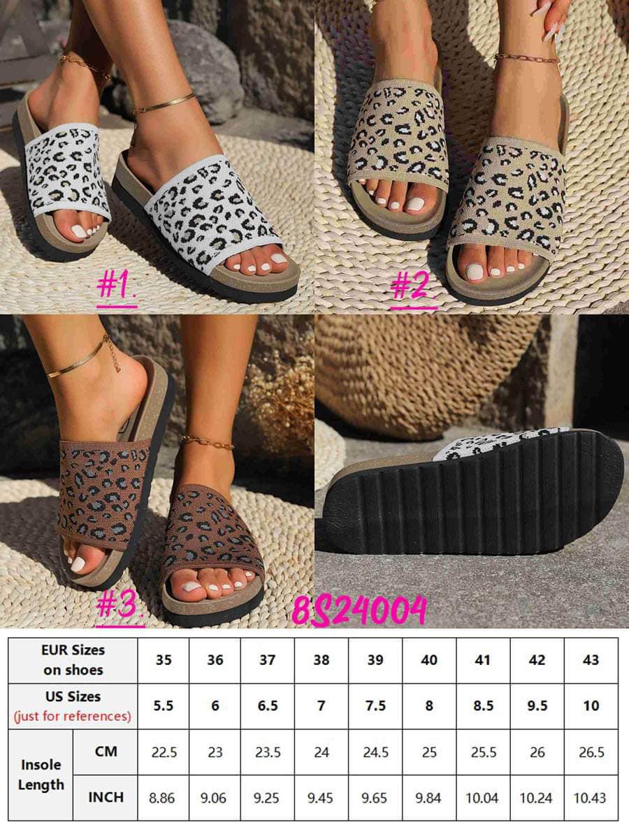 Leopard Knitted Slides