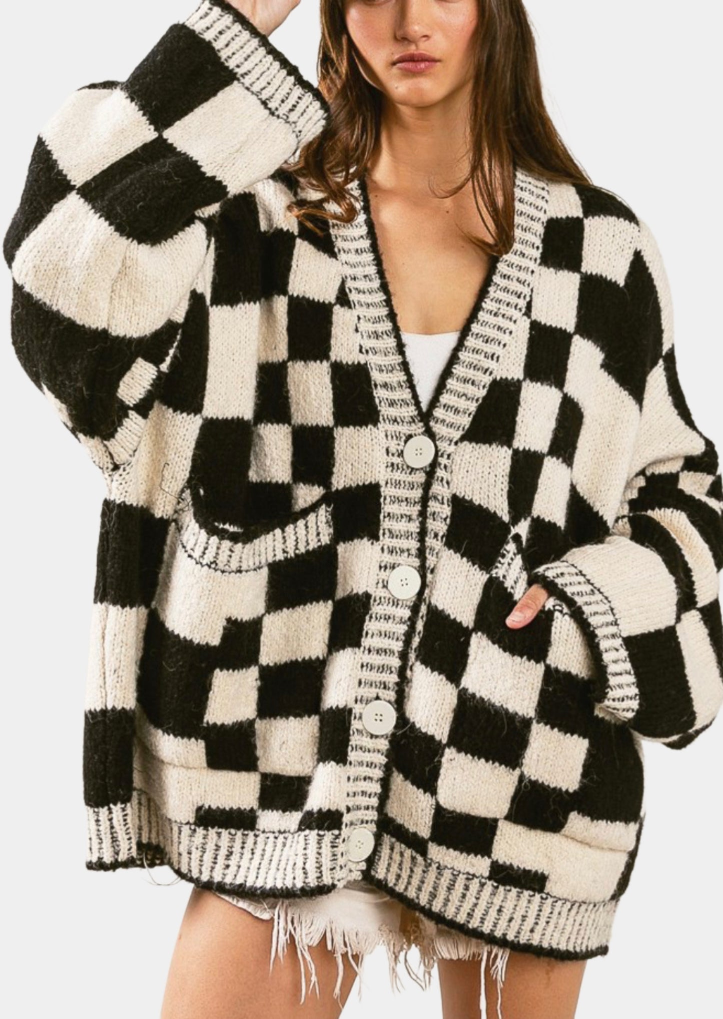 Haven Checkered Cardigan
