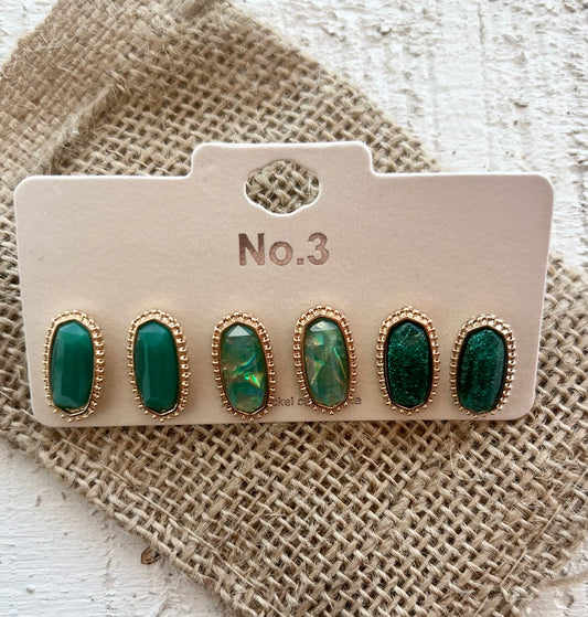 Jamie Earring Set in Greens