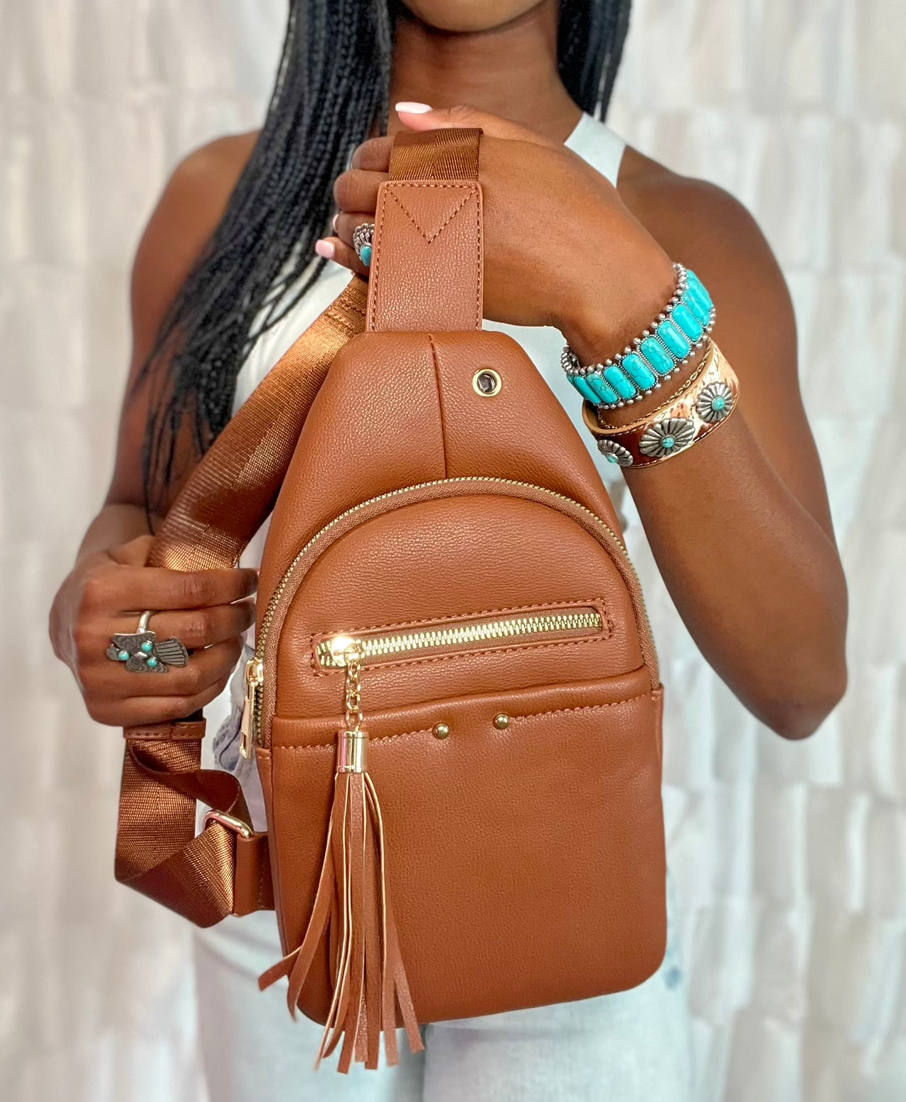 Crossbody Bum Bag in Brown and Black