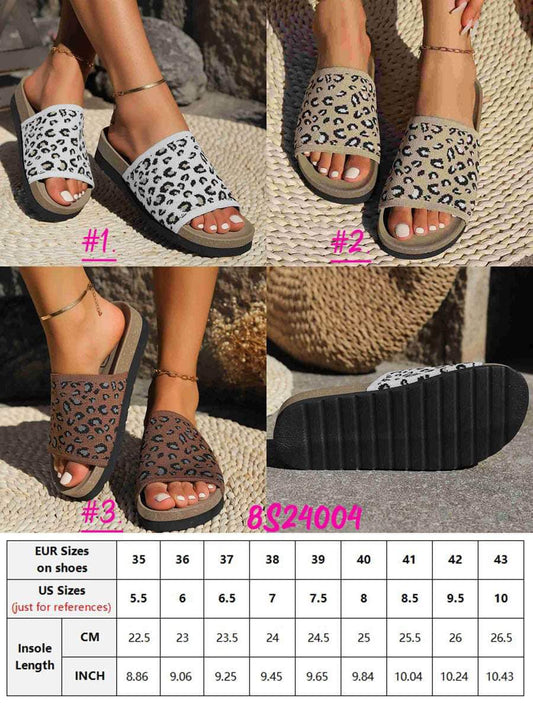Leopard Knitted Slides