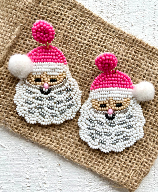 Pink Santa Earrings