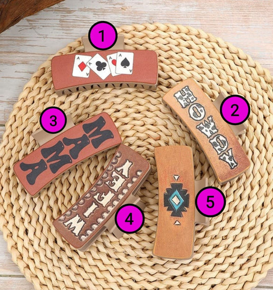 Faux Leather Hair Clips